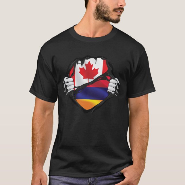 Die armenisch-kanadische Händchenflagge T-Shirt (Vorderseite)