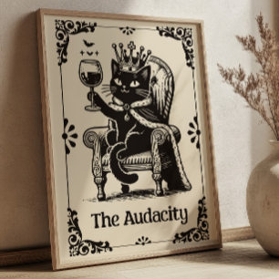 Die Audacity Black Cat Lustige Tarotkarten-Kunst Poster