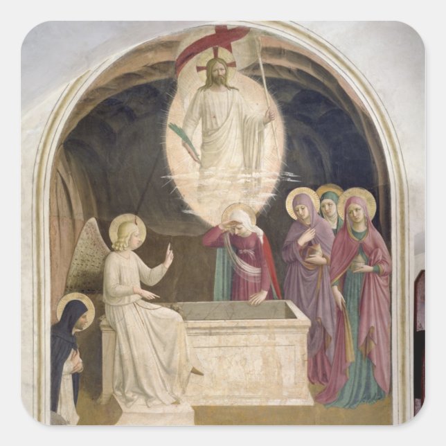 Die Auferstehung Christi und der frommen Frauen Quadratischer Aufkleber (Vorderseite)