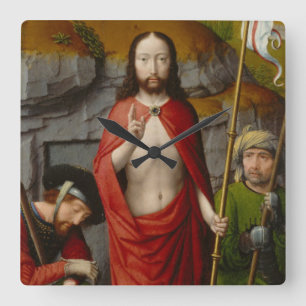 Die Auferstehung, mit den Pilgern von Emmaus Quadratische Wanduhr