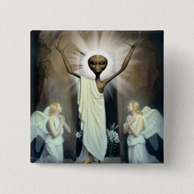 Die Auferstehung von Alien Jesus Button (Vorderseite)