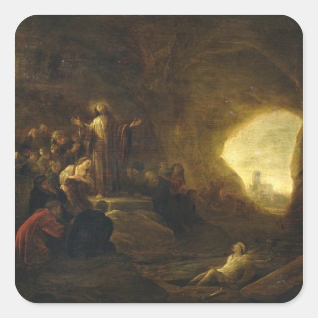 Die Auferstehung von Lazarus 2 Quadratischer Aufkleber (Vorderseite)