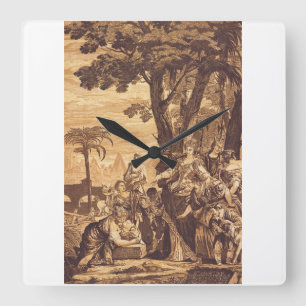 Die Auffindung des Moses aus dem Buch Exodus Quadratische Wanduhr