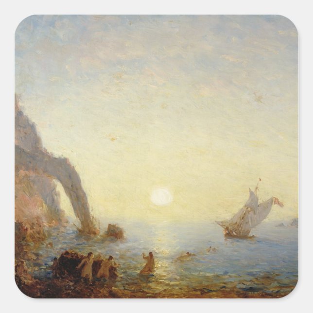 Die Aufforderung der Sirenen (Öl auf Leinwand) Quadratischer Aufkleber (Vorderseite)