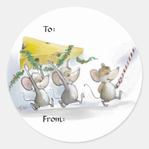 Die Aufkleber für die Weihnachtskäse