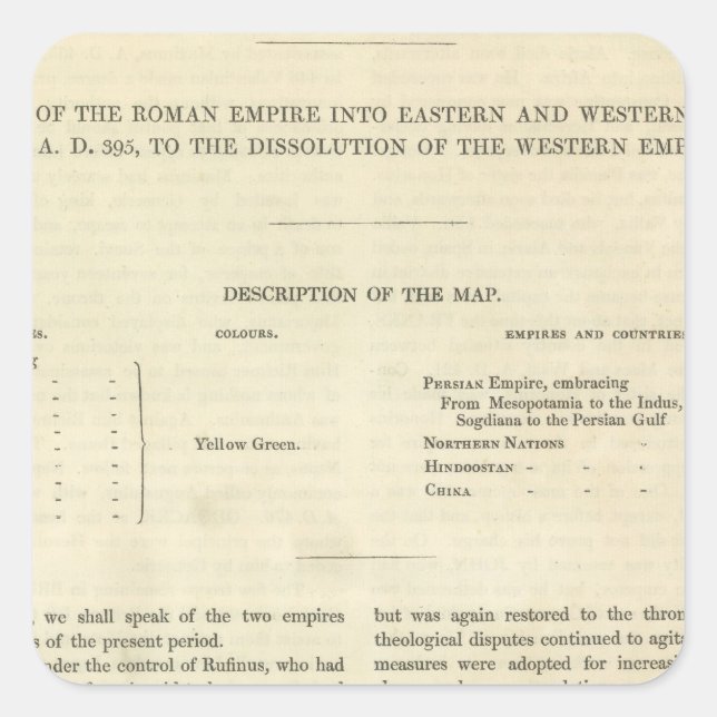 Die Auflösung des Western Empire 476 n.Chr. Quadratischer Aufkleber (Vorderseite)