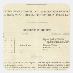 Die Auflösung des Western Empire 476 n.Chr. Quadratischer Aufkleber