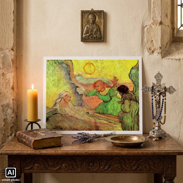 Die Aufstachelung von Lazarus durch Vincent van Go Poster (Raising of Lazarus (after Rembrandt) by Vincent van Gogh is a vintage post impressionism painting.)