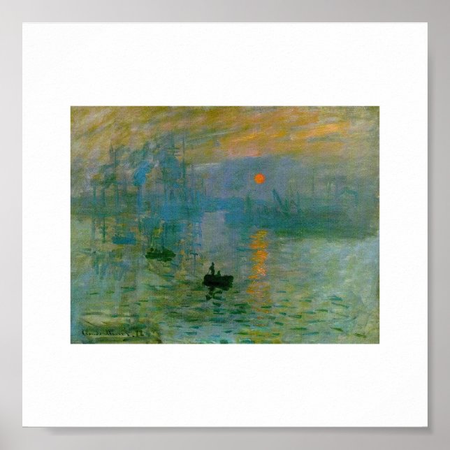 Die aufstrebende Sonne von Claude Monet Poster (Vorne)