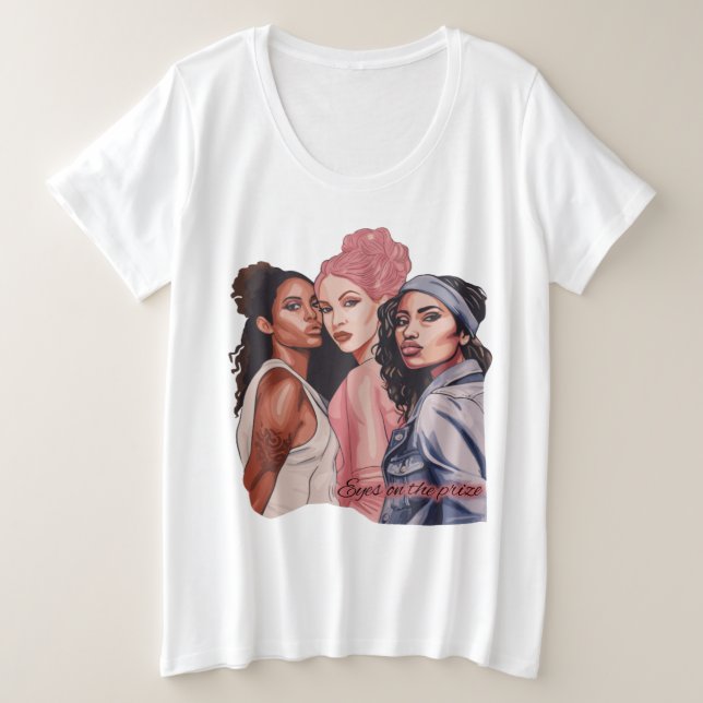 Die Augen auf den Preis Große Größe T-Shirt (Design vorne)