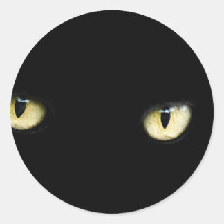 Die Augen der schwarzen Katze Runder Aufkleber