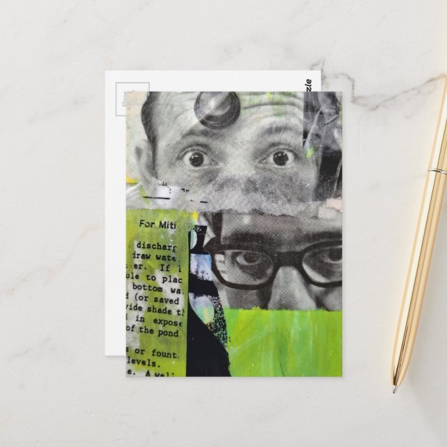 Die Augen des Arztes Mixed Media Collage Postkarte (Vorderseite/Rückseite Beispiel)