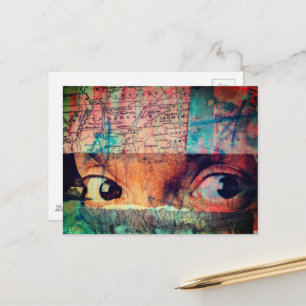 Die Augen schauen Junk Journal Collage Postkarte