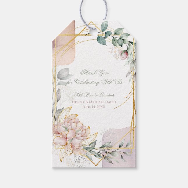 Die Aureate Frame Floral Greenery Hochzeit  Geschenkanhänger (Vorderseite)