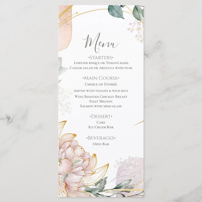 Die Aureate Rahmen Blumen Hochzeit  Menükarte (Vorderseite)