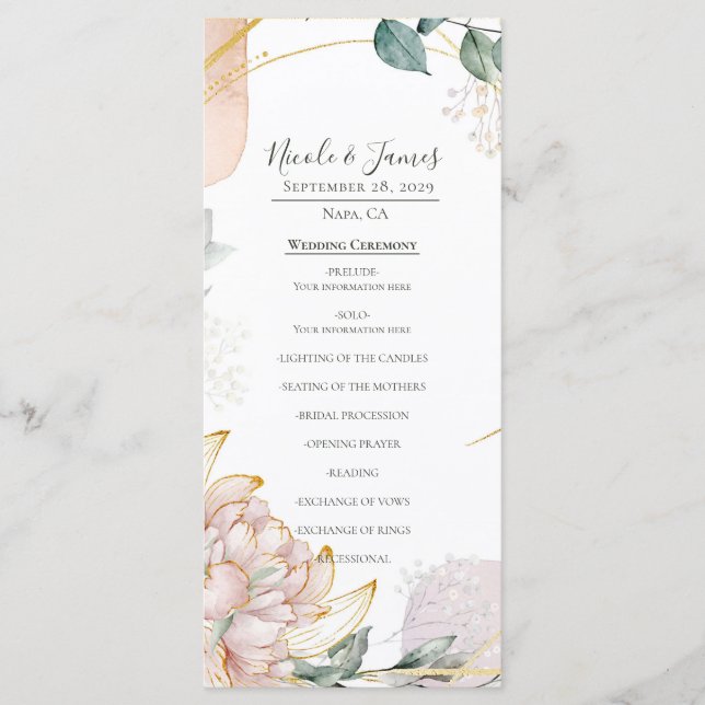 Die Aureate Rahmen Blumen Hochzeit  Menükarte (Vorderseite)