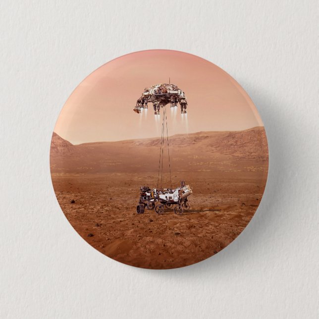 Die Ausdauer lief sicher auf den Mars. Button (Vorderseite)