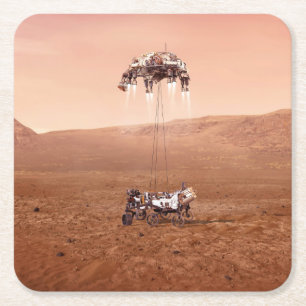 Die Ausdauer lief sicher auf den Mars. Rechteckiger Pappuntersetzer