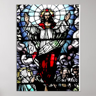Die Aussicht auf das Glasfenster von Jesus Poster