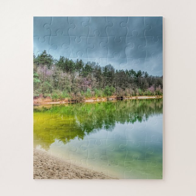 Die Aussicht auf den See im Herbst frei Puzzle (Vertikal)