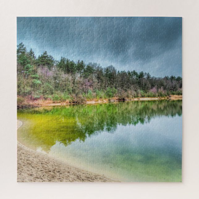 Die Aussicht auf den See im Herbst frei Puzzle (Vertikal)