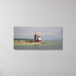 Die Aussicht auf die Light Station Round Island. Leinwanddruck