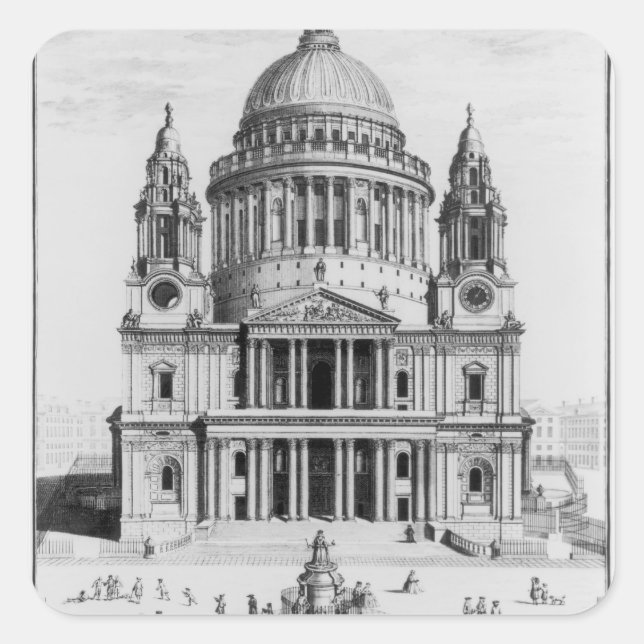 Die Aussicht auf die St. Paul's Cathedral Quadratischer Aufkleber (Vorderseite)