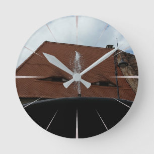 Die Aussicht auf die Stadt Runde Wanduhr