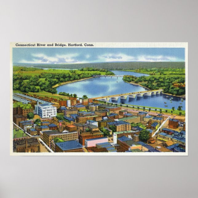 Die Aussicht auf die Stadt und den Connecticut Poster (Vorne)