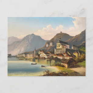 Die Aussicht auf Hallstatt   Johann Wilhelm Jankow Postkarte