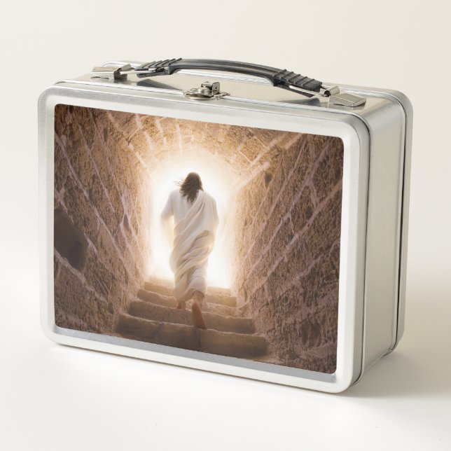 Die Aussicht - Jesus geht ins Licht Metall Brotdose (Vorderseite)