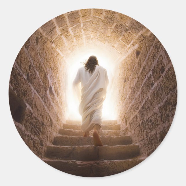 Die Aussicht - Jesus geht ins Licht Runder Aufkleber (Vorderseite)