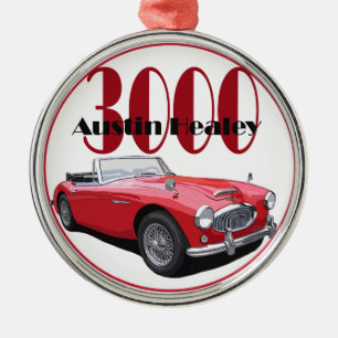 Die Austin Healey 3000 Silbernes Ornament