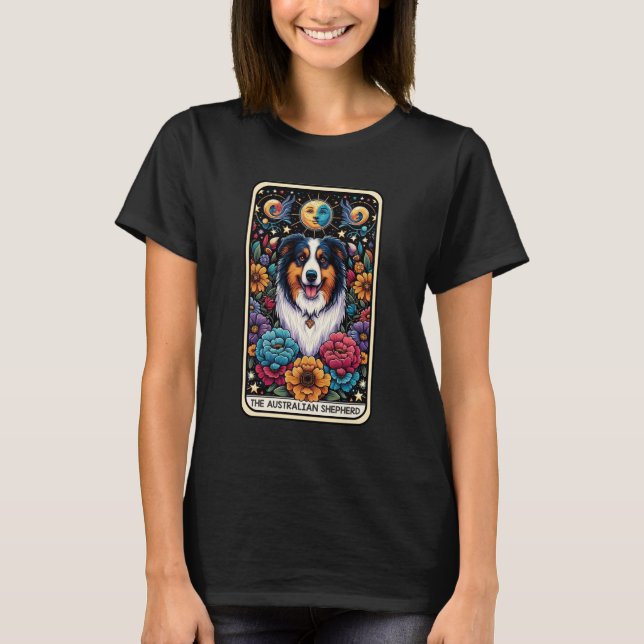 Die Australian Shepherd Tarot Card T-Shirt (Vorderseite)