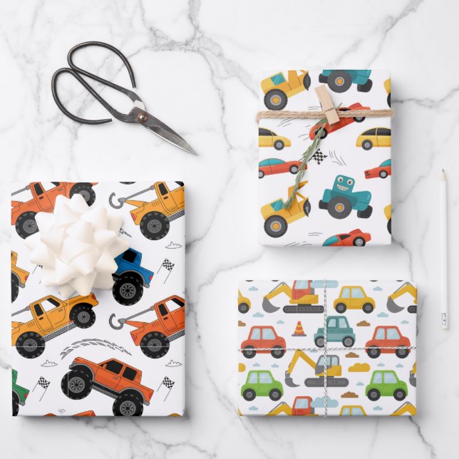 Die Auto-Serie - Kinder-Geschenkpapier Geschenkpapier Set (Vorderseite)