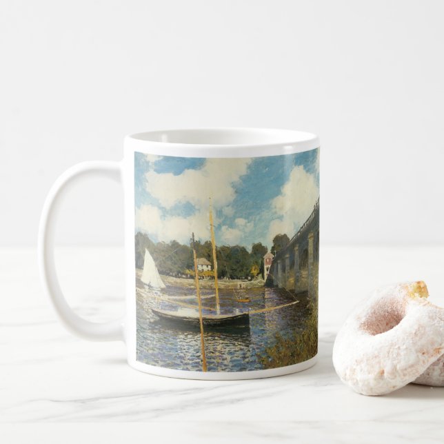 Die Autobahnbrücke in Argenteuil von Claude Monet Tasse (Mit Donut)
