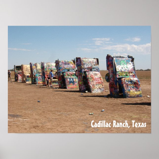 Die Autos auf der Cadillac Ranch, Texas Poster (Vorne)