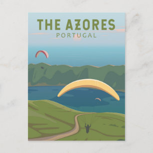 Die Azoren Portugal Reisen Vintage Kunst Postkarte