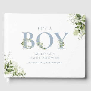 Die Baby-Dusche ist ein Junge Dusty Blue Greeneren Gästebuch