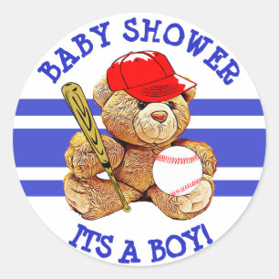 Die Babydusche Baseball Teddy Bear Stickers