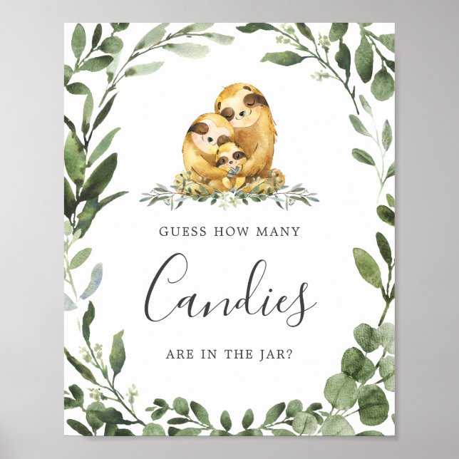 Die Babydusche der Sloth Family rät, wie viele Kan Poster (Vorne)