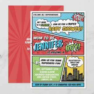Die Babydusche des Superhero Comic ist ein Kinderb Einladung