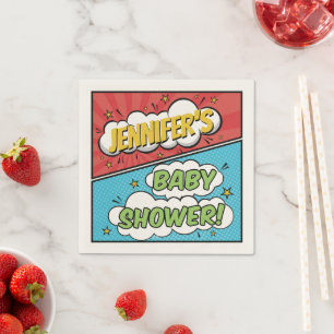 Die Babydusche des Superhero Comic ist ein Kinderb Serviette