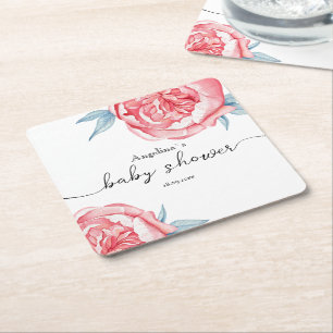 Die Babydusche Papier Untersetzer Peonies