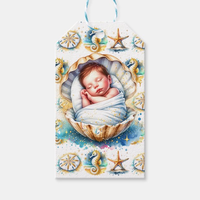 Die Babydusche von Beachy Boy Themed Coastal Geschenkanhänger (Vorderseite)