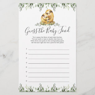 Die Babydusche von Sloth rät das Baby Food