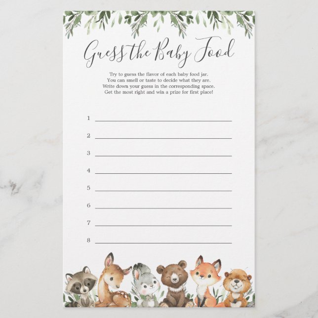 Die Babydusche von Woodland-Tieren empfiehlt das B (Vorderseite)