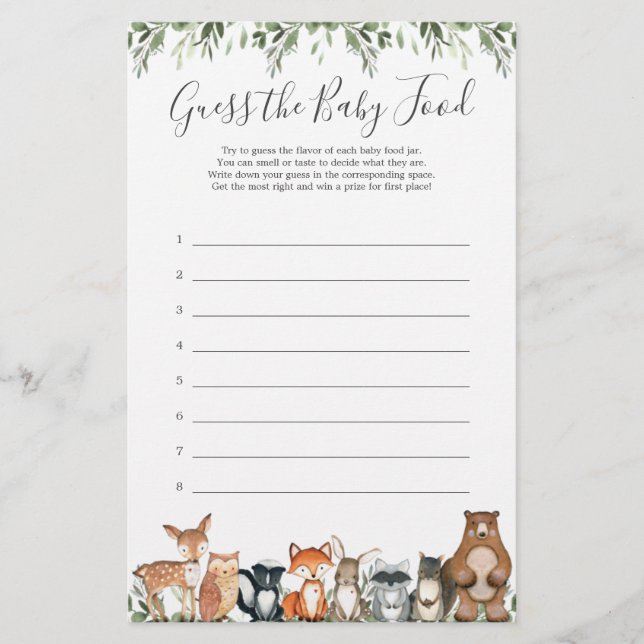 Die Babydusche von Woodland-Tieren empfiehlt das B (Vorderseite)