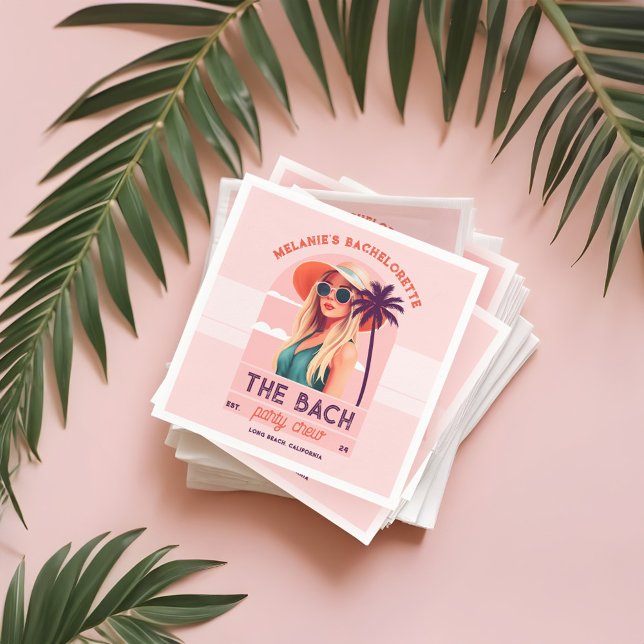 Die Bach Party Crew Retro Junggeselinnen-Abschied Serviette (The Bach Party Crew Retro Woman Bachelorette Party Napkins)