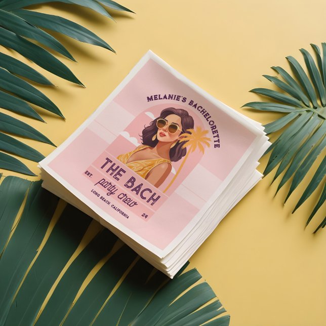 Die Bach Party Crew Retro Junggeselinnen-Abschied Serviette (The Bach Party Crew Retro Woman Bachelorette Party Napkins)